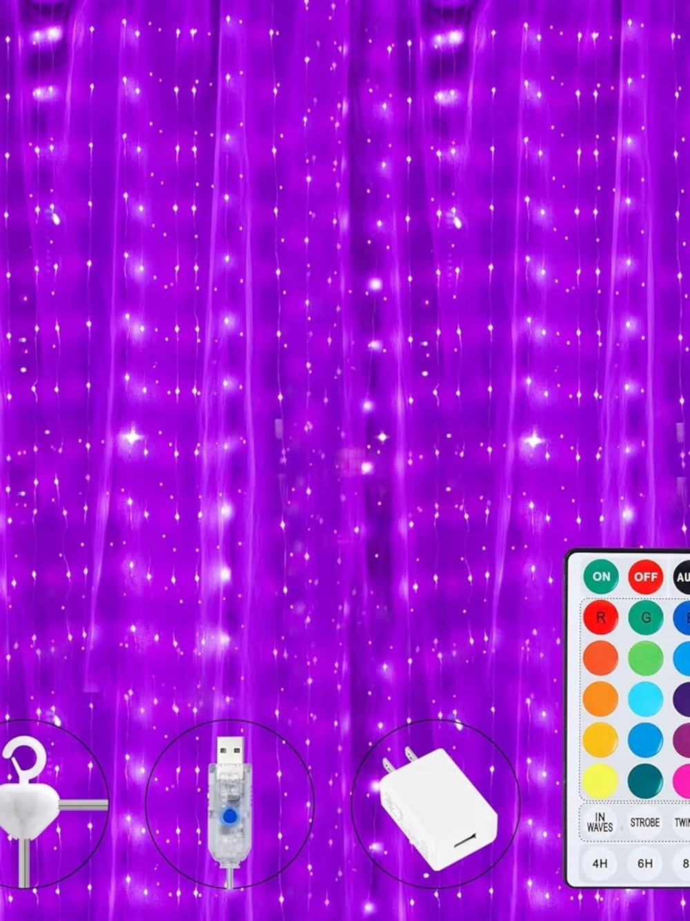 Two 250 LED 16 Color Curtain Lights with Remote Control - Home Party Supplies